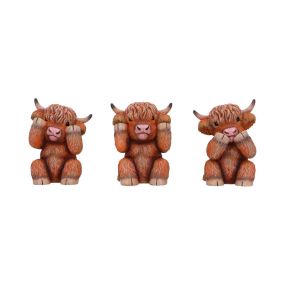 Three Wise Highland Cows 9.6cm Animals Highland Cows