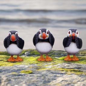 Three Wise Puffins 9cm