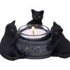 Familiar Trio Tea Light Holder 10cm Cats Halloween Highlights Homeware