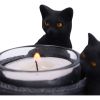 Familiar Trio Tea Light Holder 10cm Cats Halloween Highlights Homeware