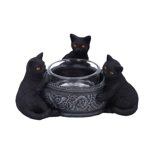 Familiar Trio Tea Light Holder 10cm Cats Halloween Highlights Homeware